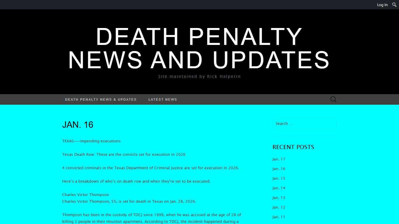 Jan. 16 – Death Penalty News and Updates