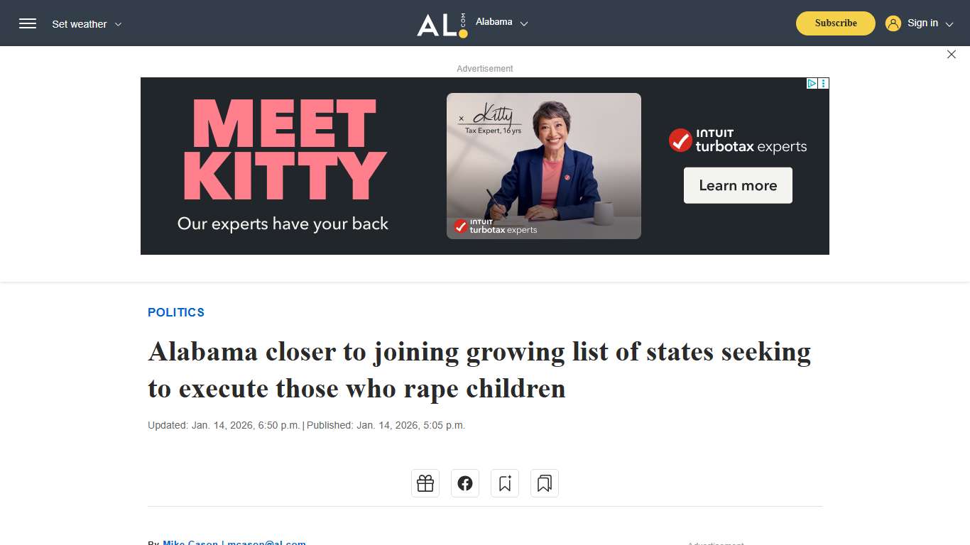 Alabama closer to joining growing list of states seeking to execute those who rape children - al.com