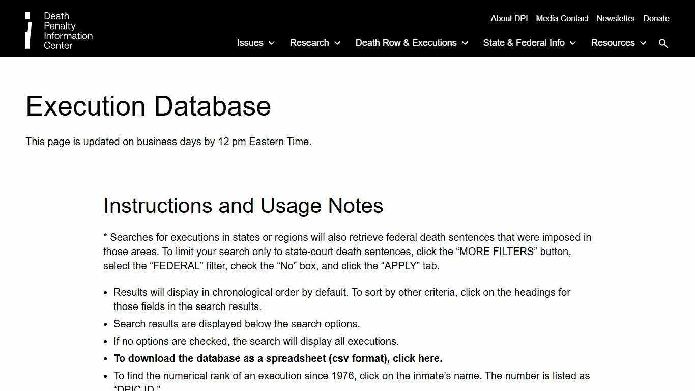 Execution Database | Death Penalty Information Center