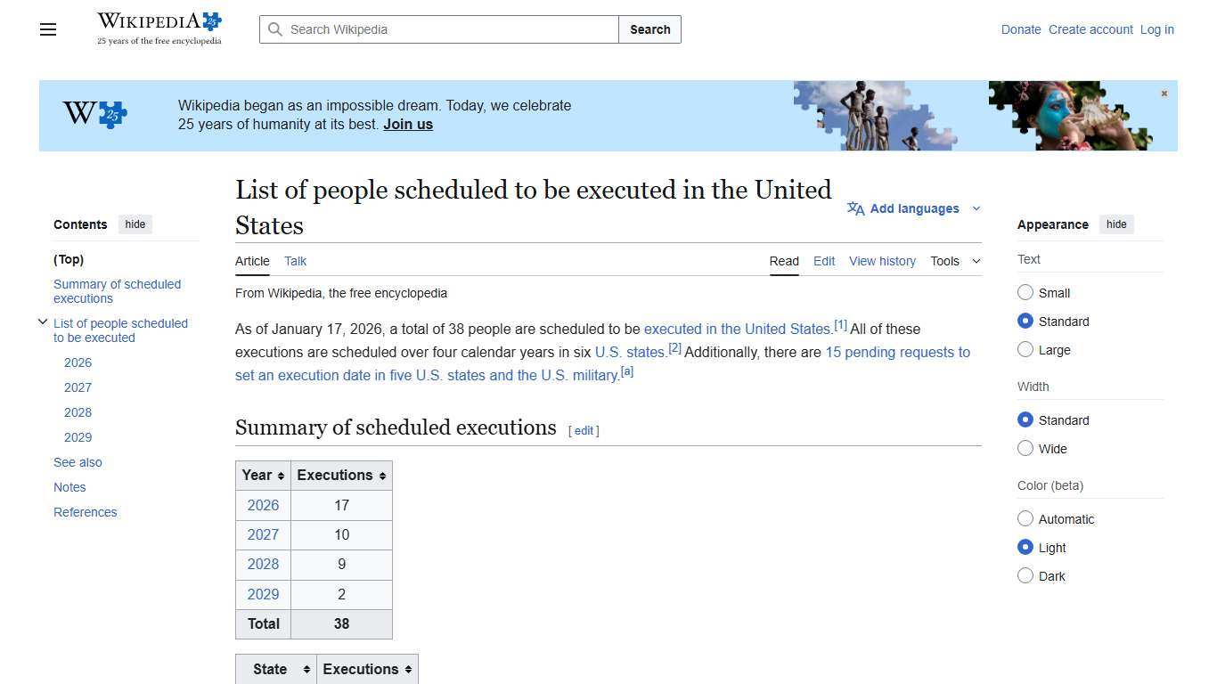 List of people scheduled to be executed in the United States - Wikipedia